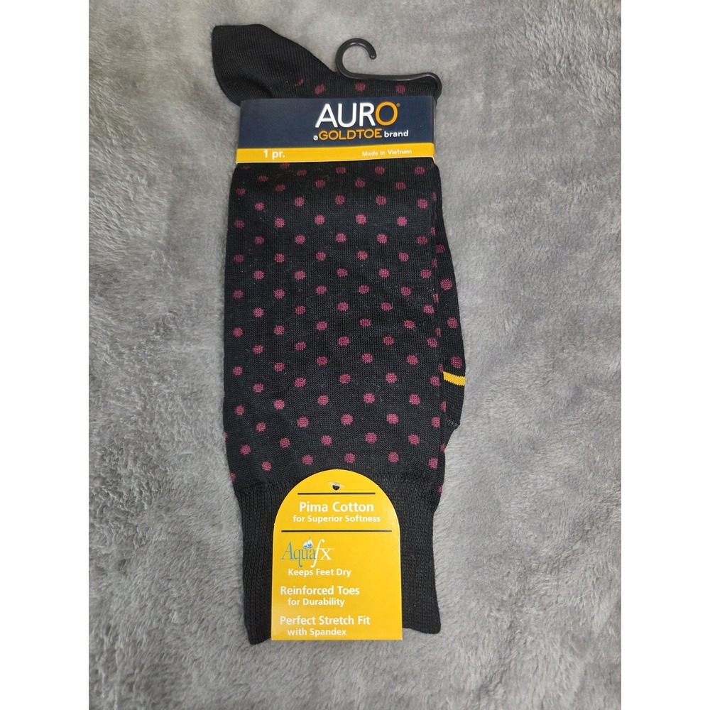 Gold Toe Goldtoe Socks Men Aqua FX Keeps Feet Dry Polka Dot Large 6-12.5 Black